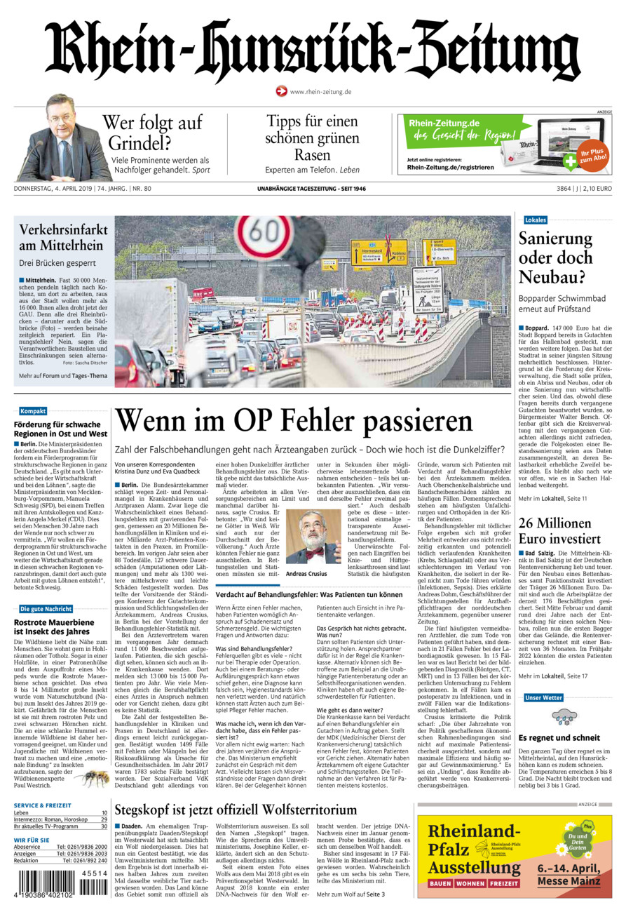 Rhein-Hunsrück-Zeitung vom Donnerstag, 04.04.2019