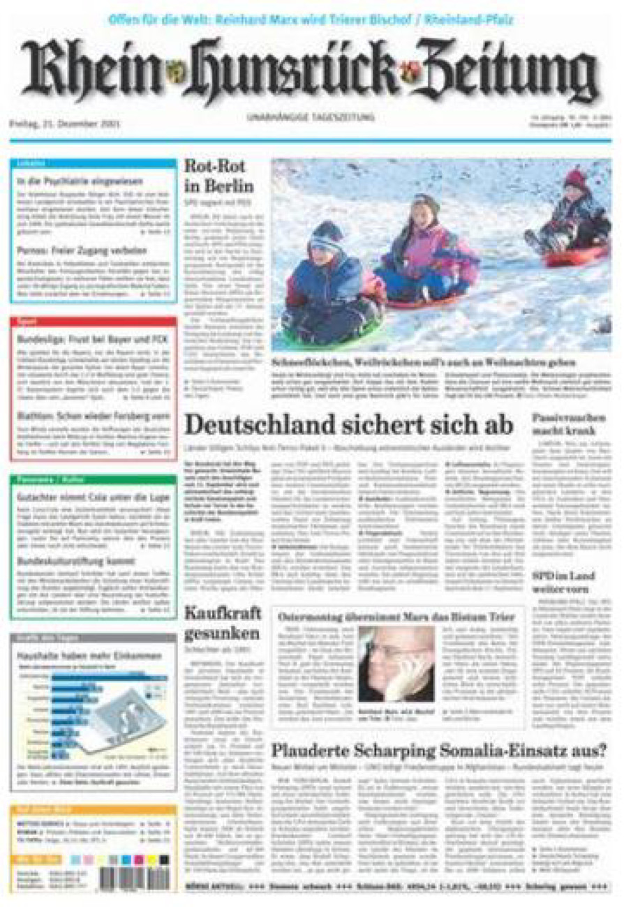 Rhein-Hunsrück-Zeitung vom Freitag, 21.12.2001