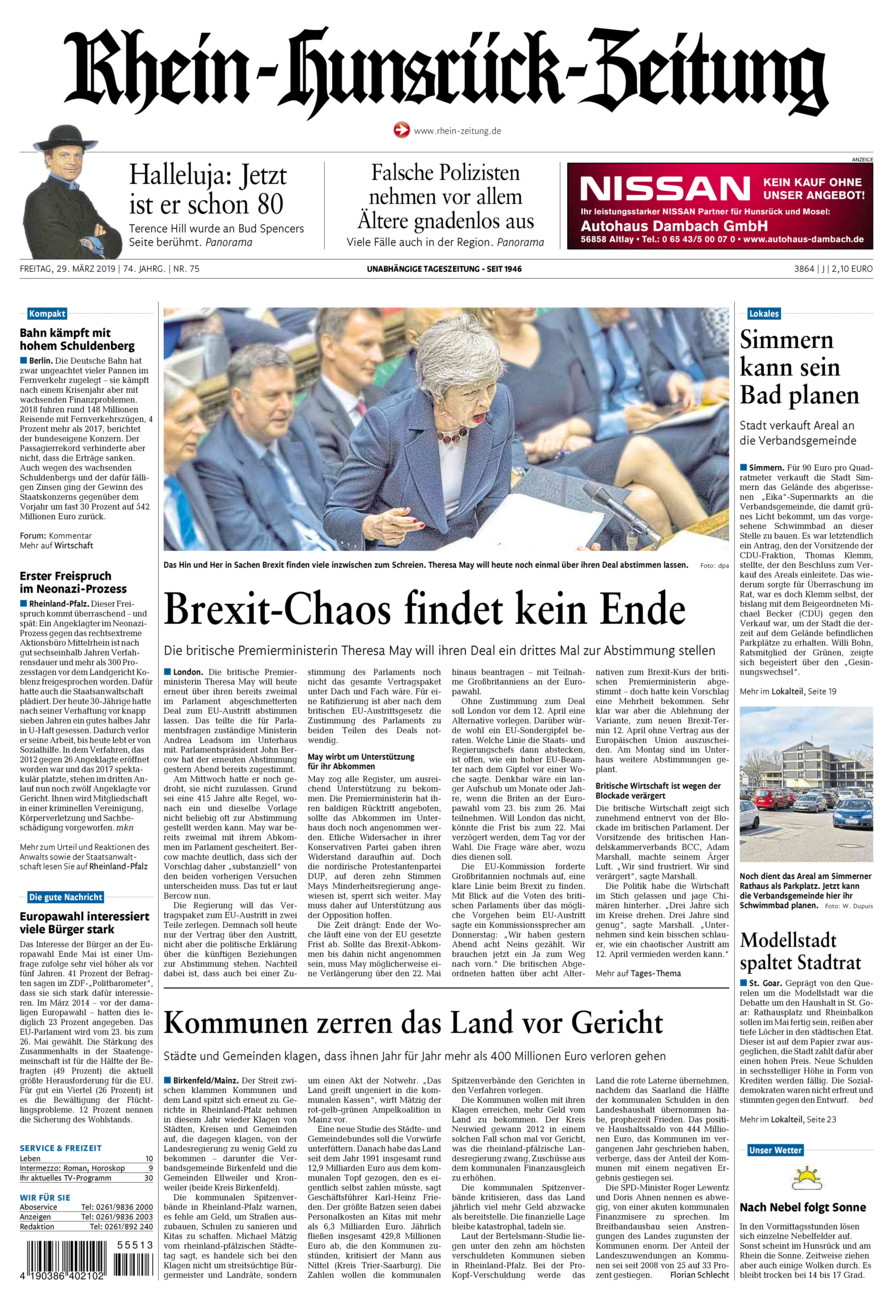 Rhein-Hunsrück-Zeitung vom Freitag, 29.03.2019