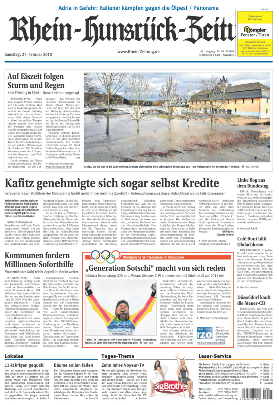Rhein-Hunsrück-Zeitung vom Samstag, 27.02.2010
