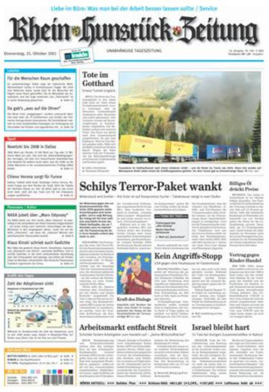 Rhein-Hunsrück-Zeitung vom Donnerstag, 25.10.2001