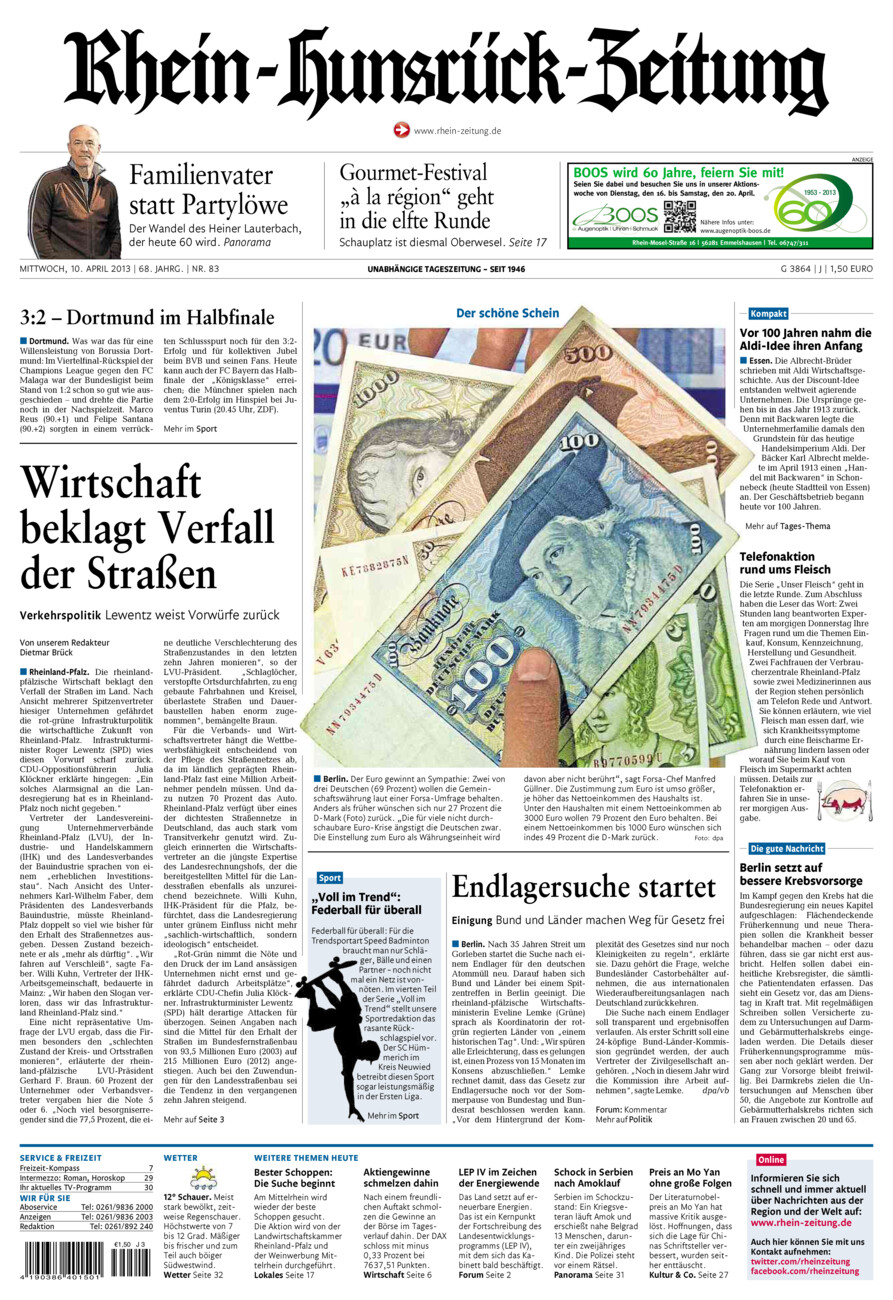 Rhein-Hunsrück-Zeitung vom Mittwoch, 10.04.2013