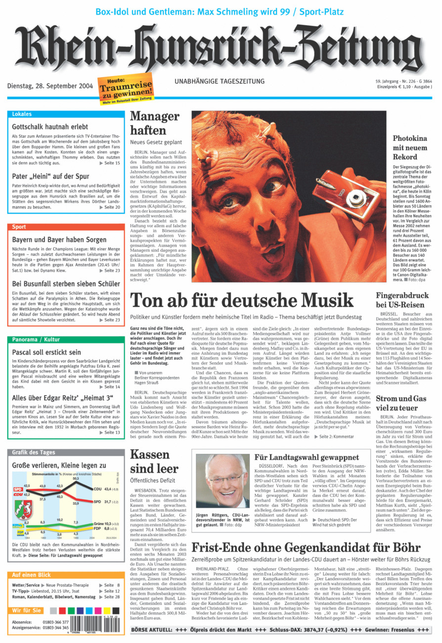 Rhein-Hunsrück-Zeitung vom Dienstag, 28.09.2004