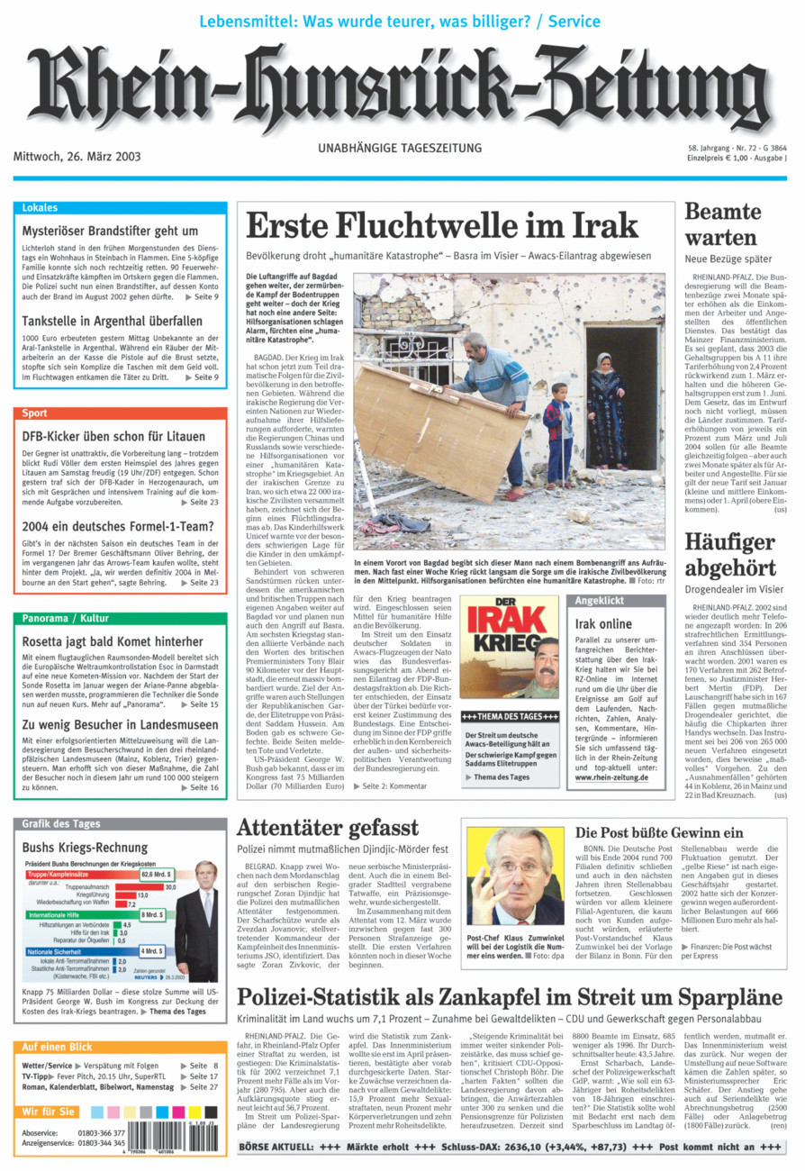 Rhein-Hunsrück-Zeitung vom Mittwoch, 26.03.2003