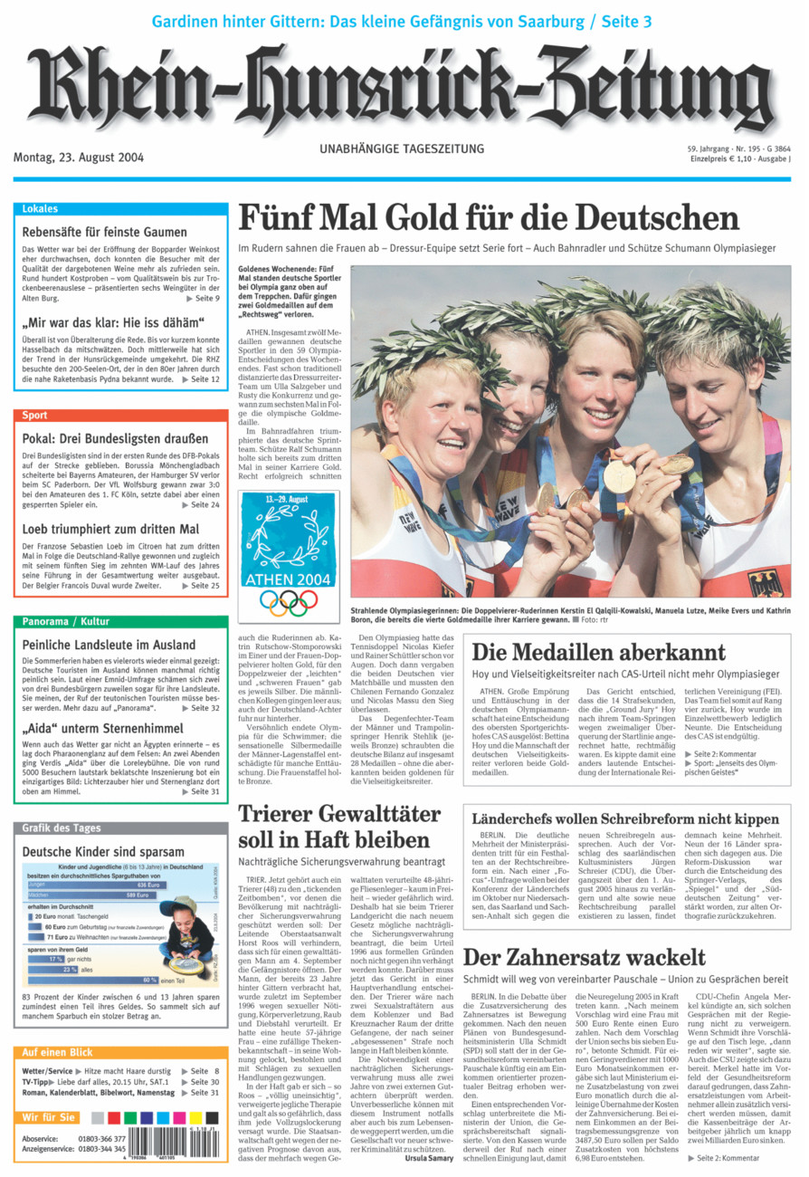 Rhein-Hunsrück-Zeitung vom Montag, 23.08.2004