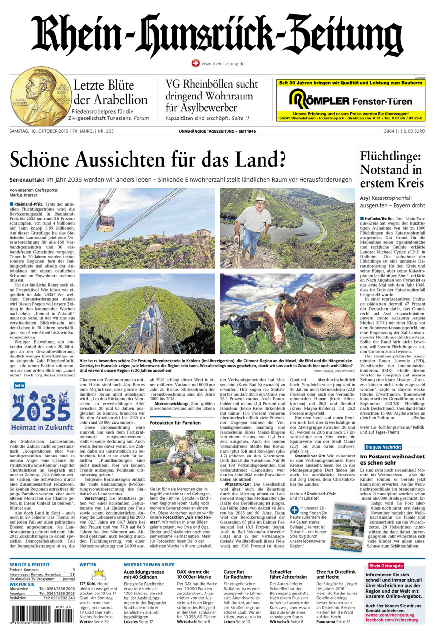 Rhein-Hunsrück-Zeitung vom Samstag, 10.10.2015