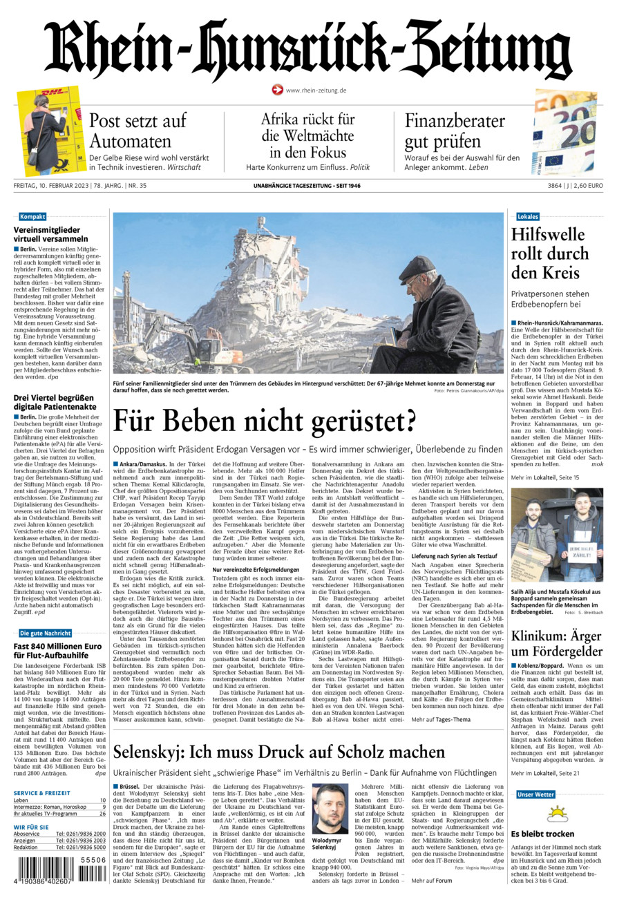 Rhein-Hunsrück-Zeitung vom Freitag, 10.02.2023