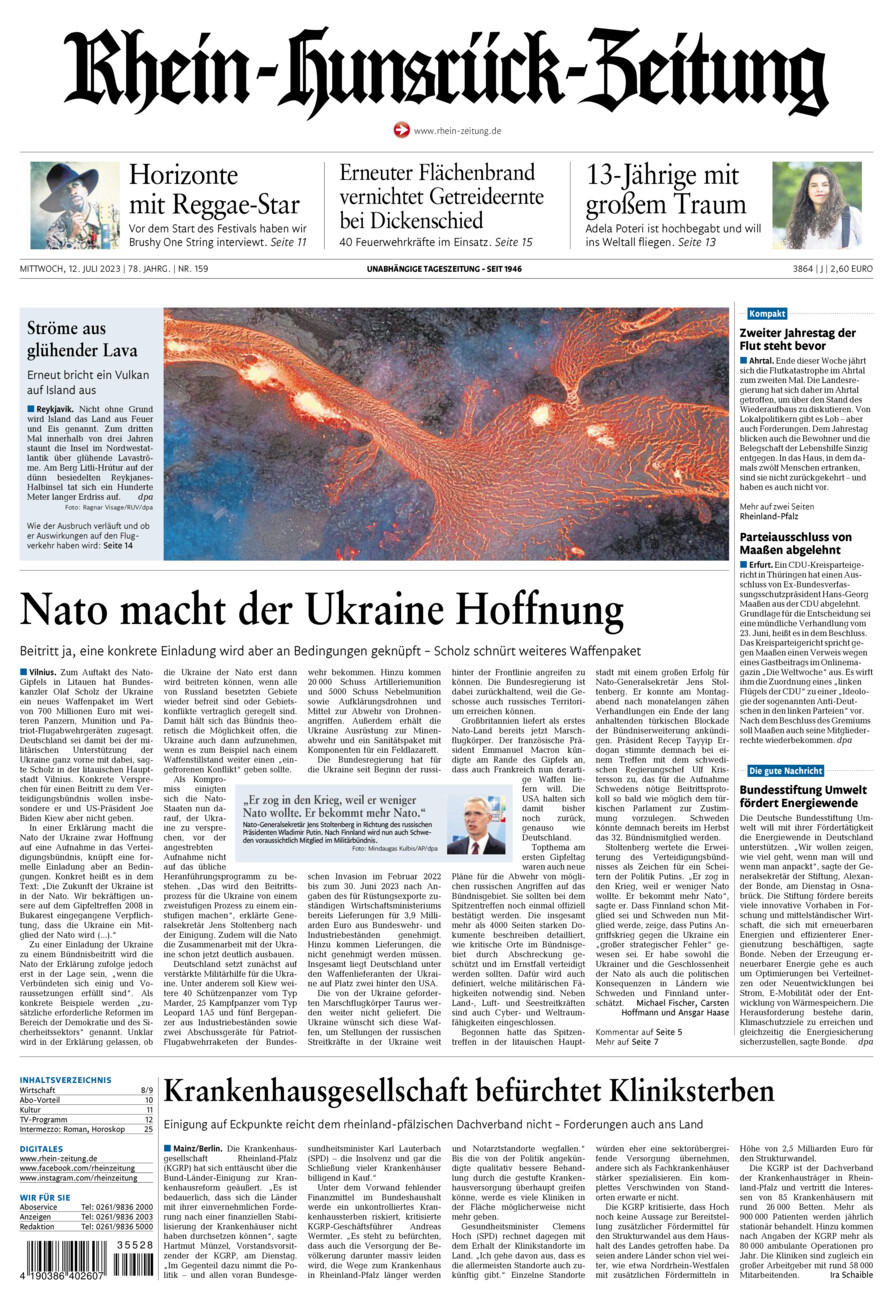 Rhein-Hunsrück-Zeitung vom Mittwoch, 12.07.2023