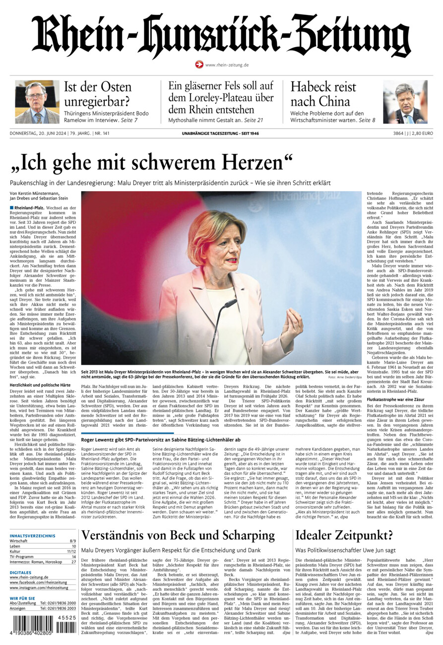 Rhein-Hunsrück-Zeitung vom Donnerstag, 20.06.2024