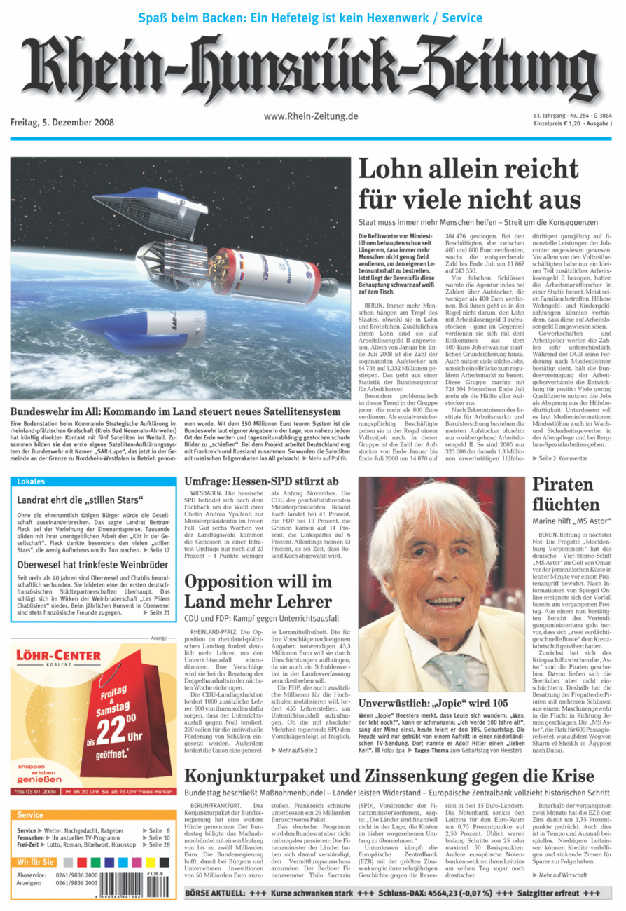 Rhein-Hunsrück-Zeitung vom Freitag, 05.12.2008