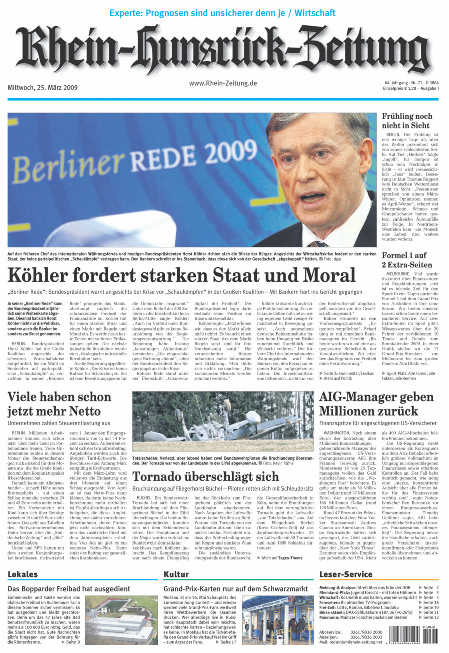 Rhein-Hunsrück-Zeitung vom Mittwoch, 25.03.2009