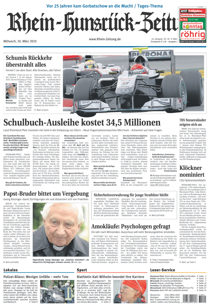 Rhein-Hunsrück-Zeitung vom Mittwoch, 10.03.2010