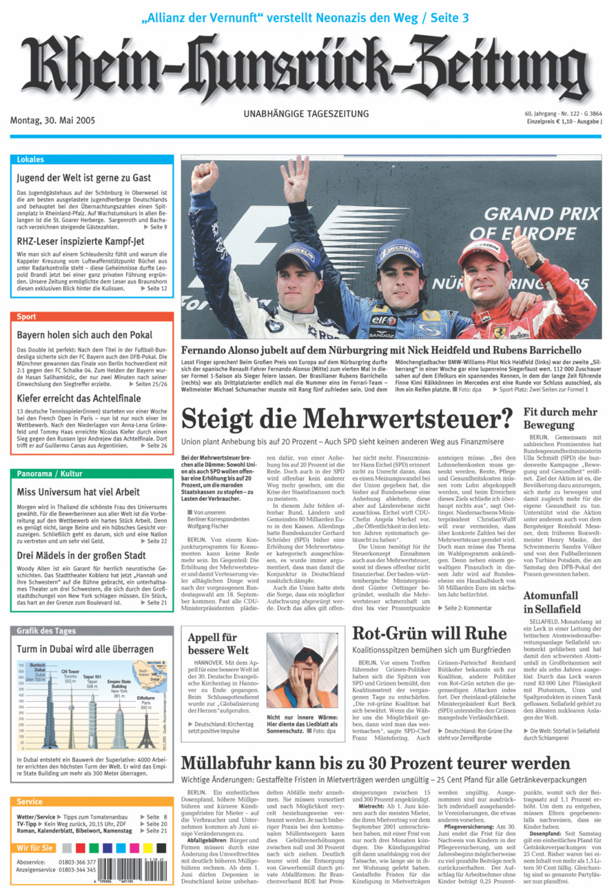 Rhein-Hunsrück-Zeitung vom Montag, 30.05.2005