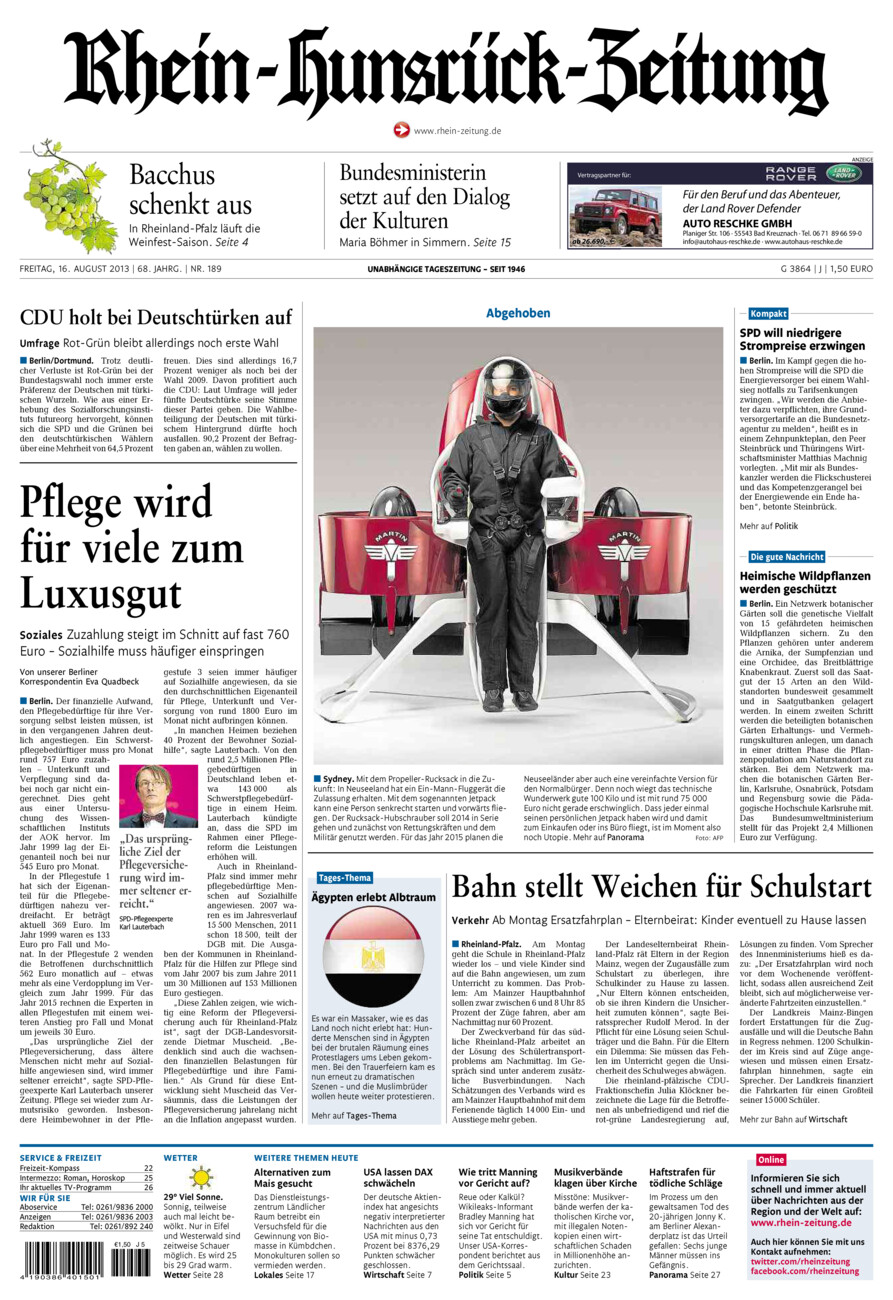 Rhein-Hunsrück-Zeitung vom Freitag, 16.08.2013