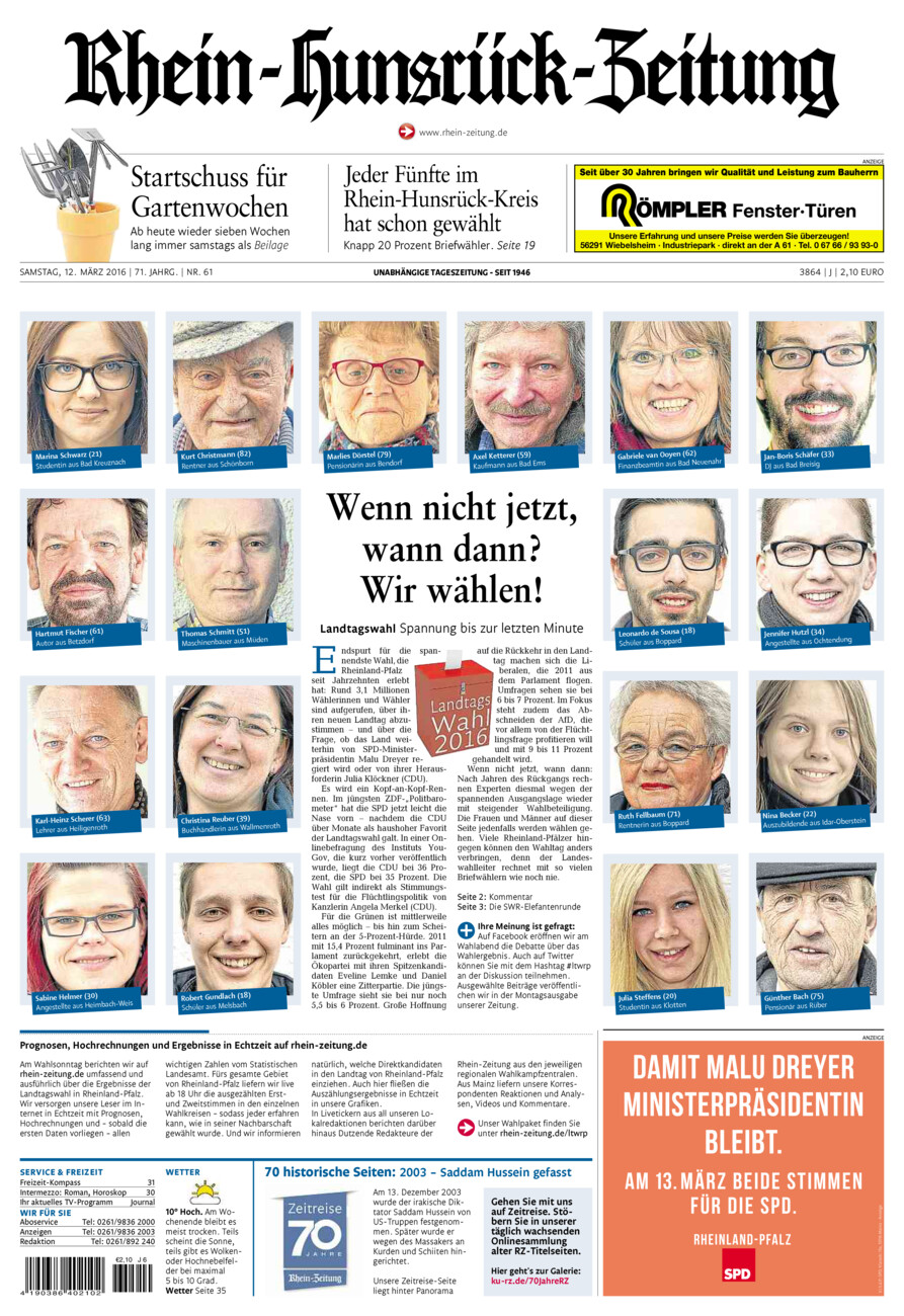 Rhein-Hunsrück-Zeitung vom Samstag, 12.03.2016