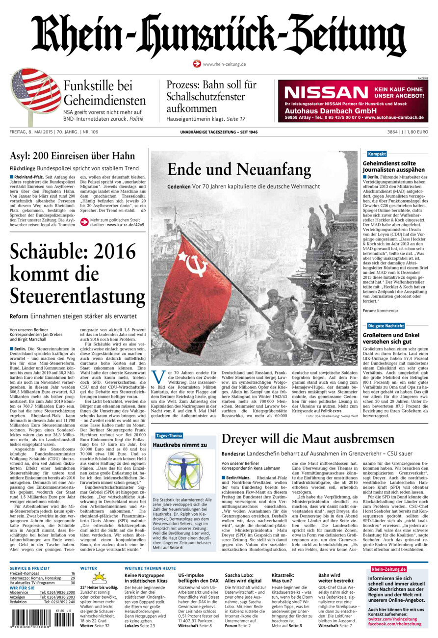 Rhein-Hunsrück-Zeitung vom Freitag, 08.05.2015