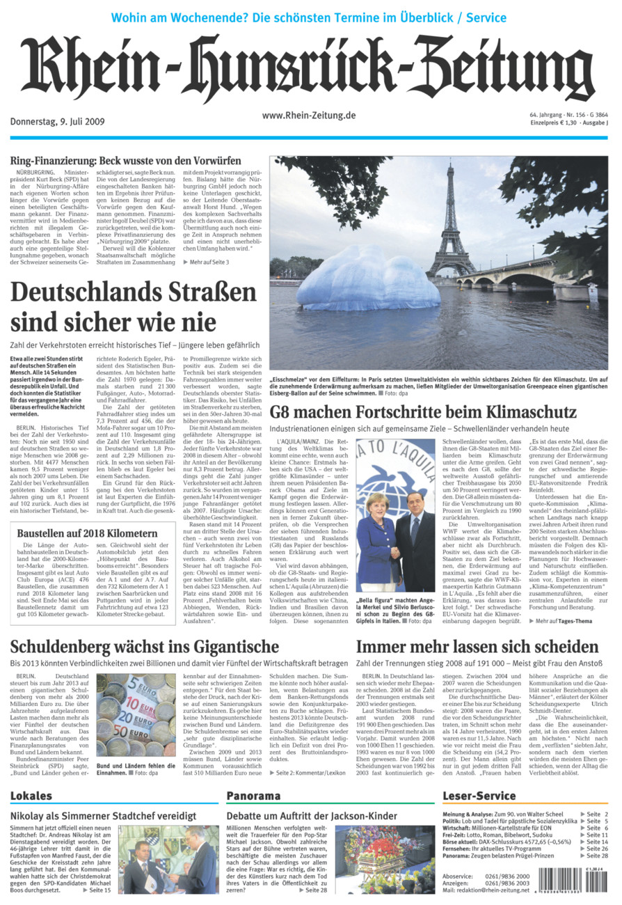 Rhein-Hunsrück-Zeitung vom Donnerstag, 09.07.2009
