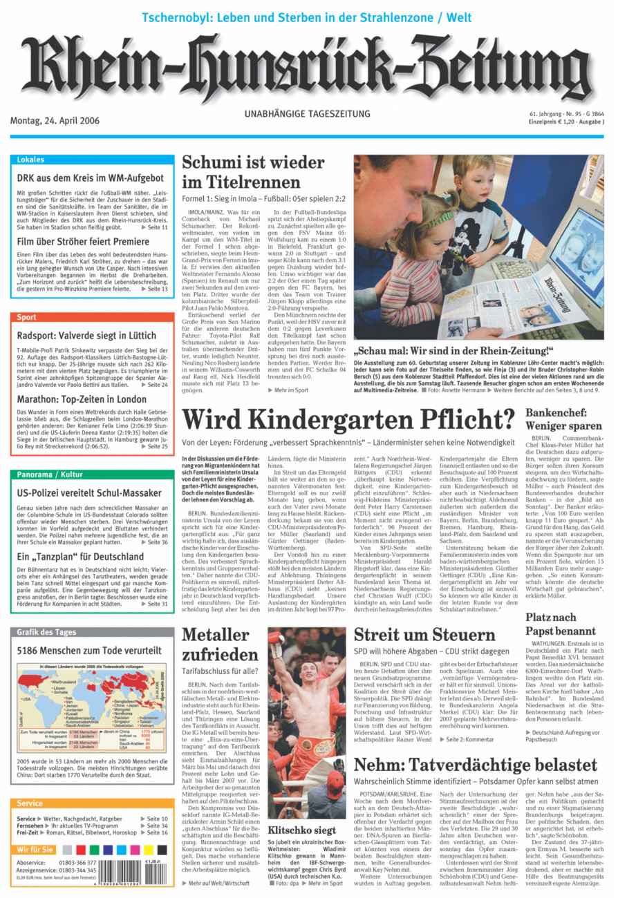 Rhein-Hunsrück-Zeitung vom Montag, 24.04.2006