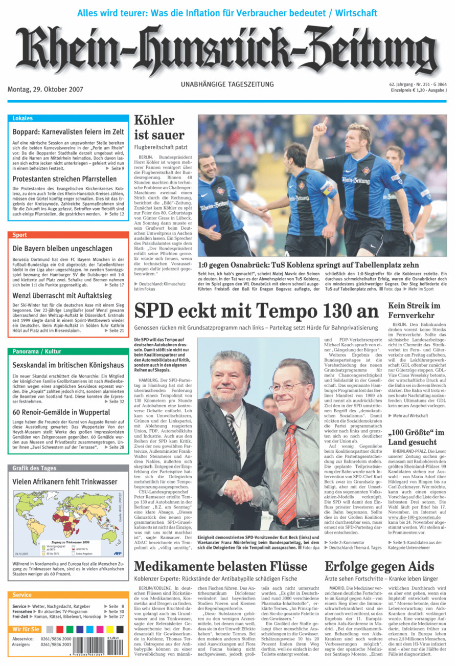 Rhein-Hunsrück-Zeitung vom Montag, 29.10.2007