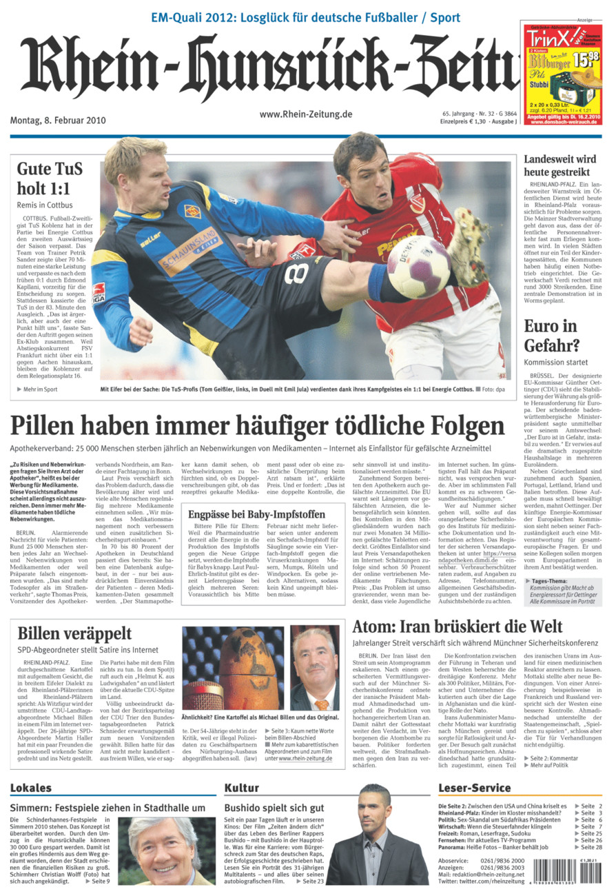 Rhein-Hunsrück-Zeitung vom Montag, 08.02.2010