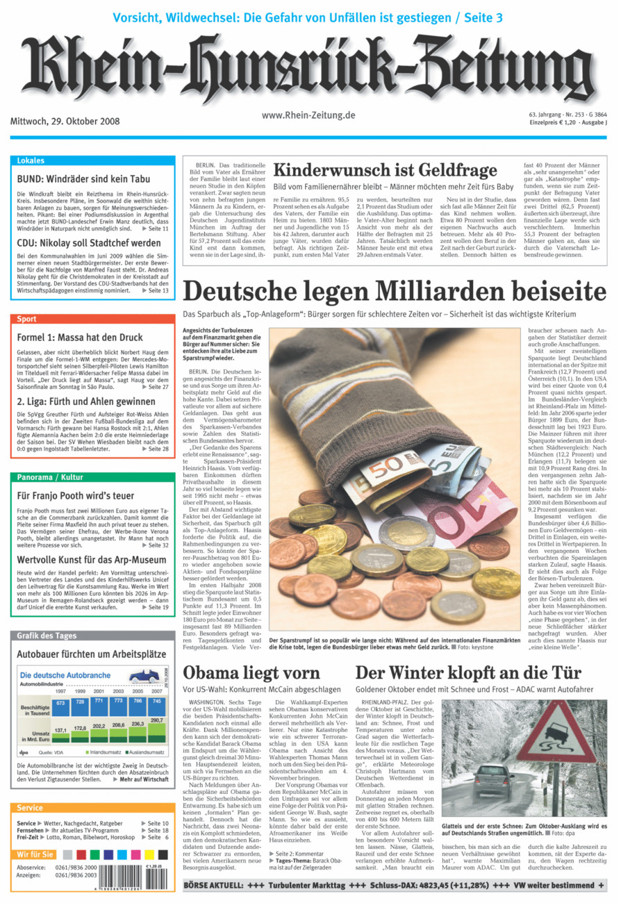 Rhein-Hunsrück-Zeitung vom Mittwoch, 29.10.2008