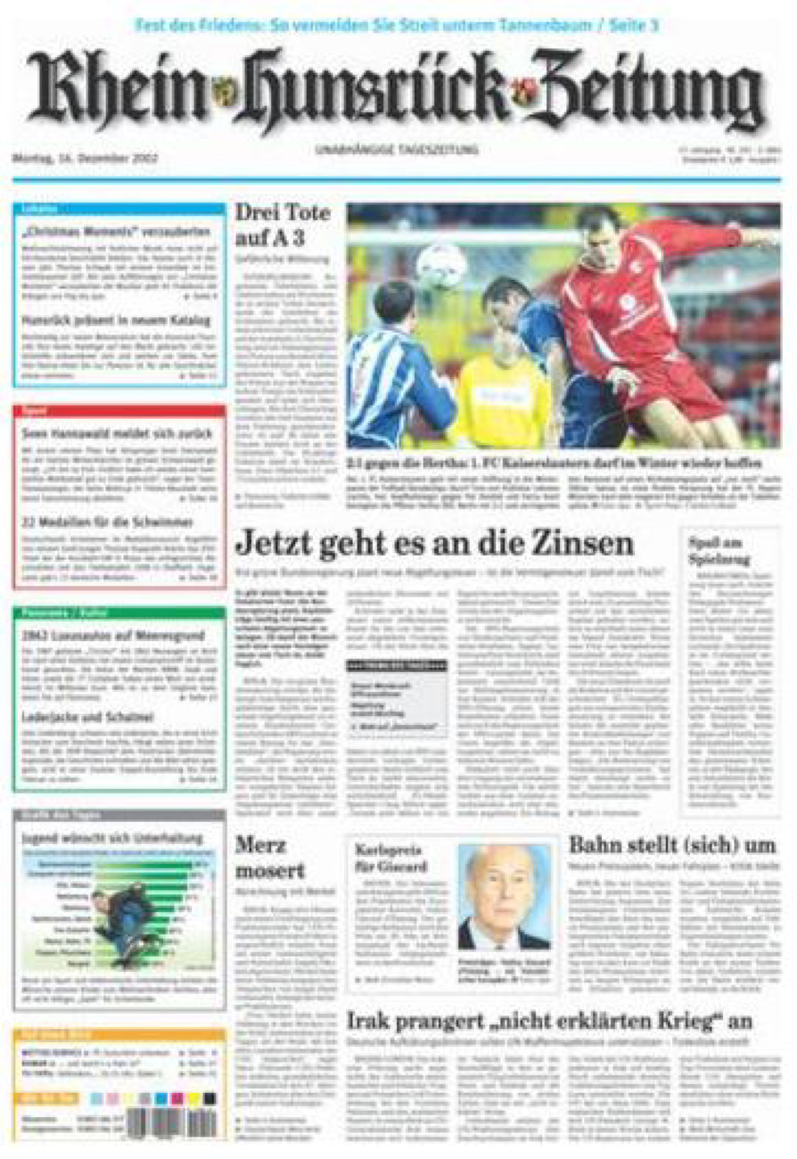 Rhein-Hunsrück-Zeitung vom Montag, 16.12.2002
