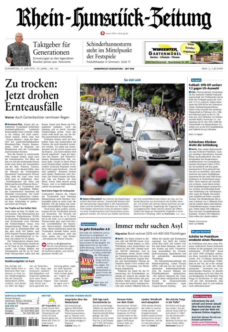 Rhein-Hunsrück-Zeitung vom Donnerstag, 11.06.2015