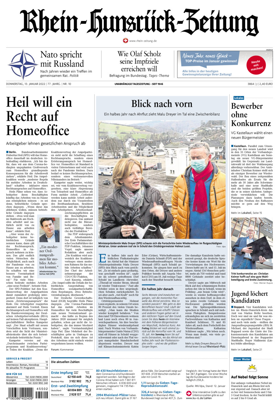 Rhein-Hunsrück-Zeitung vom Donnerstag, 13.01.2022