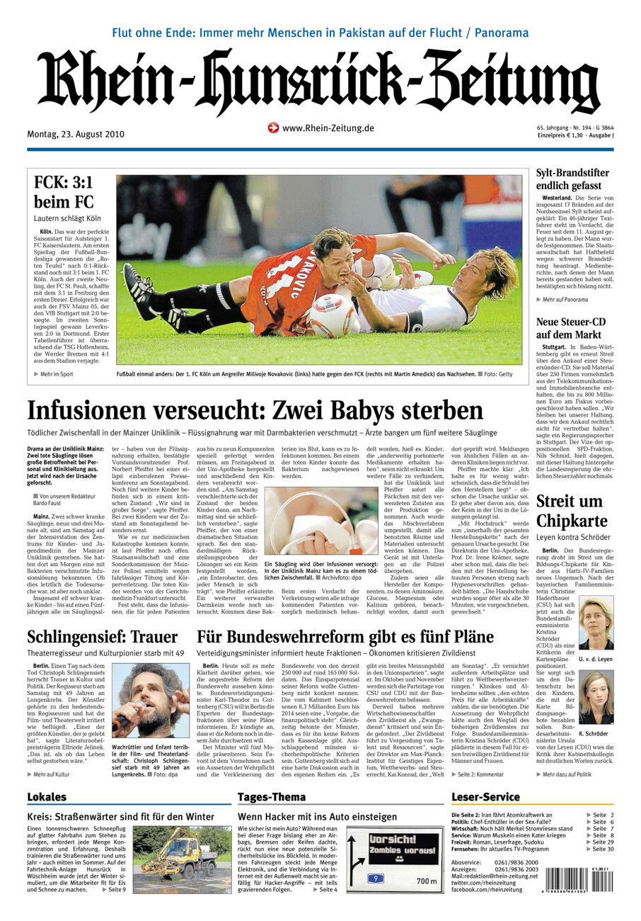 Rhein-Hunsrück-Zeitung vom Montag, 23.08.2010