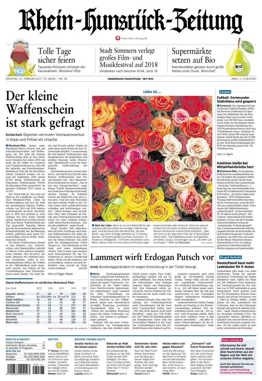 Rhein-Hunsrück-Zeitung vom Dienstag, 14.02.2017