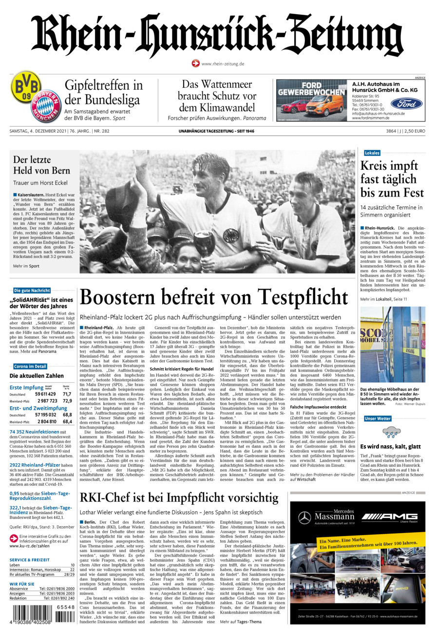 Rhein-Hunsrück-Zeitung vom Samstag, 04.12.2021