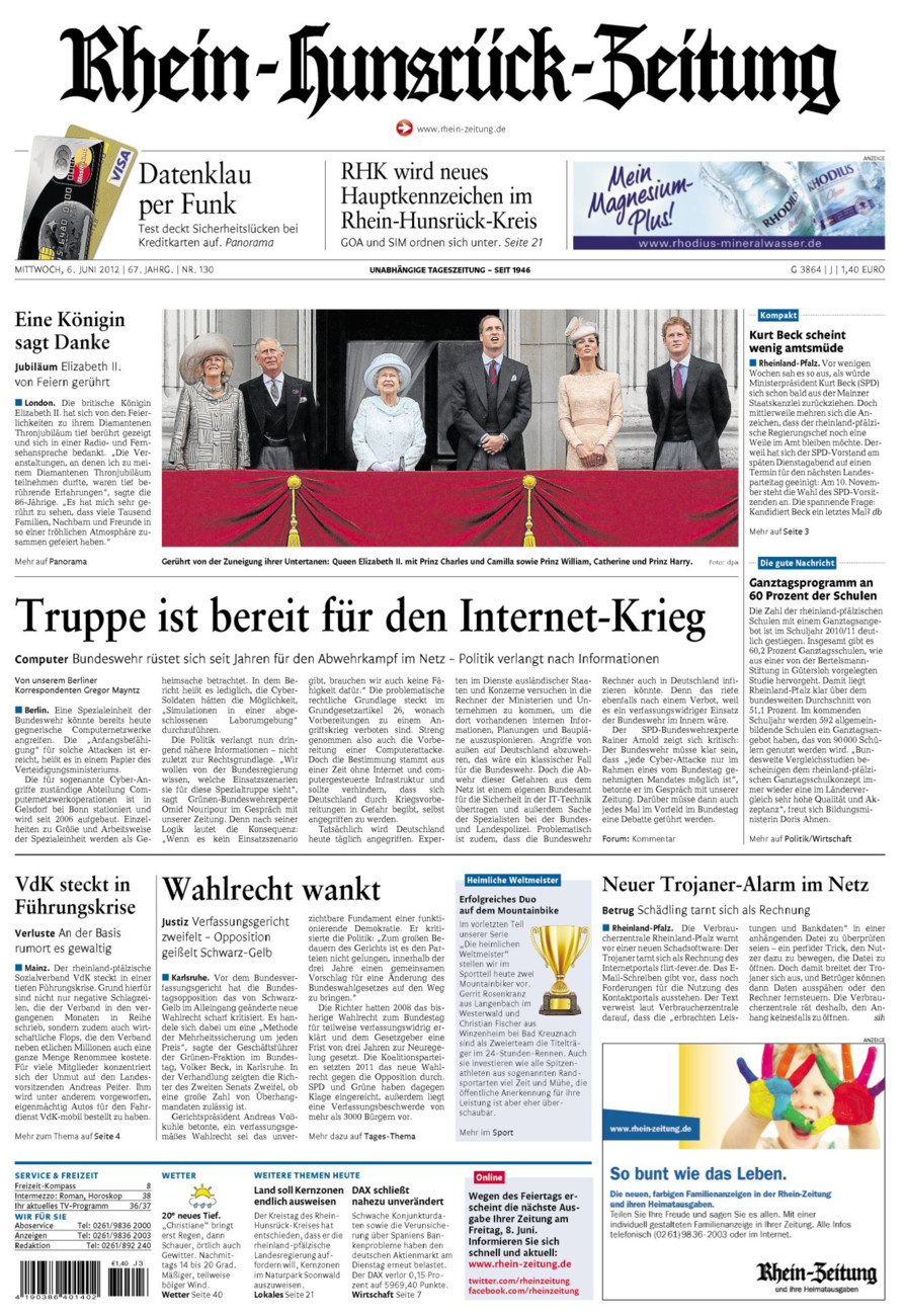 Rhein-Hunsrück-Zeitung vom Mittwoch, 06.06.2012