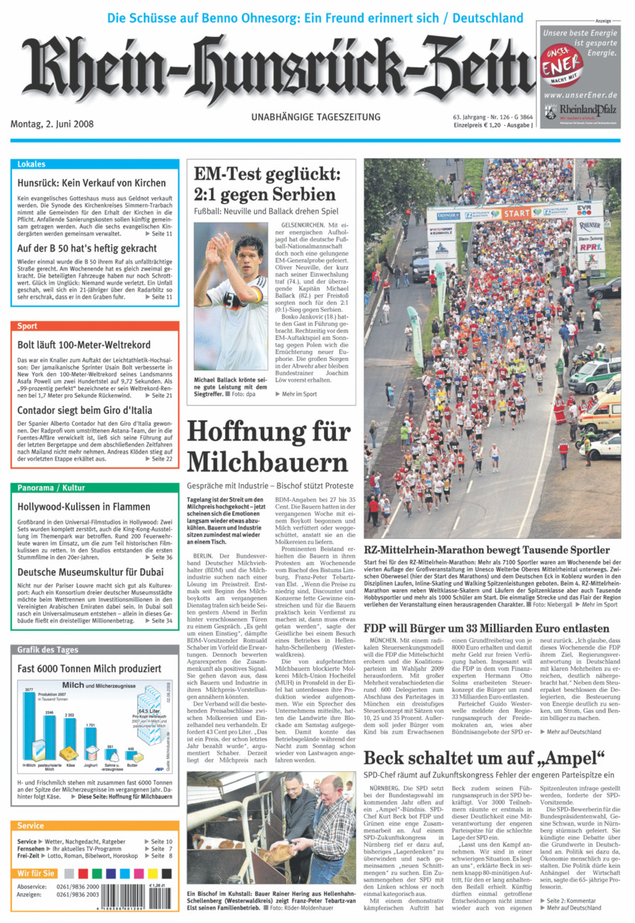 Rhein-Hunsrück-Zeitung vom Montag, 02.06.2008