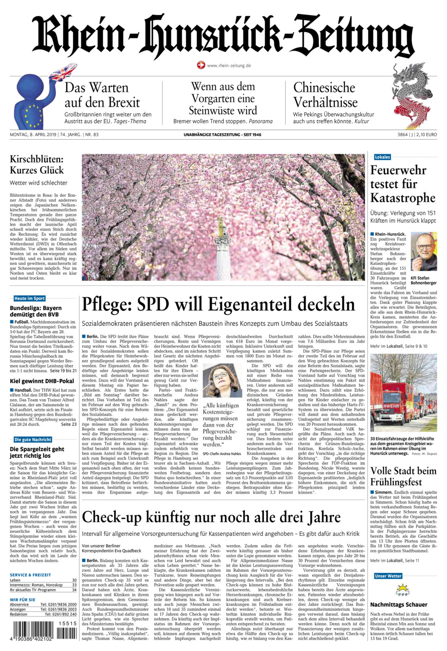 Rhein-Hunsrück-Zeitung vom Montag, 08.04.2019