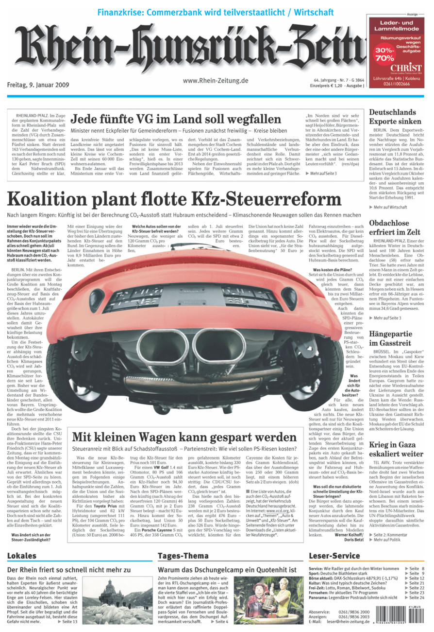 Rhein-Hunsrück-Zeitung vom Freitag, 09.01.2009