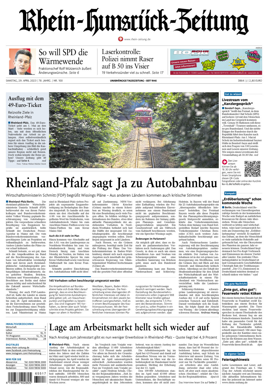 Rhein-Hunsrück-Zeitung vom Samstag, 29.04.2023