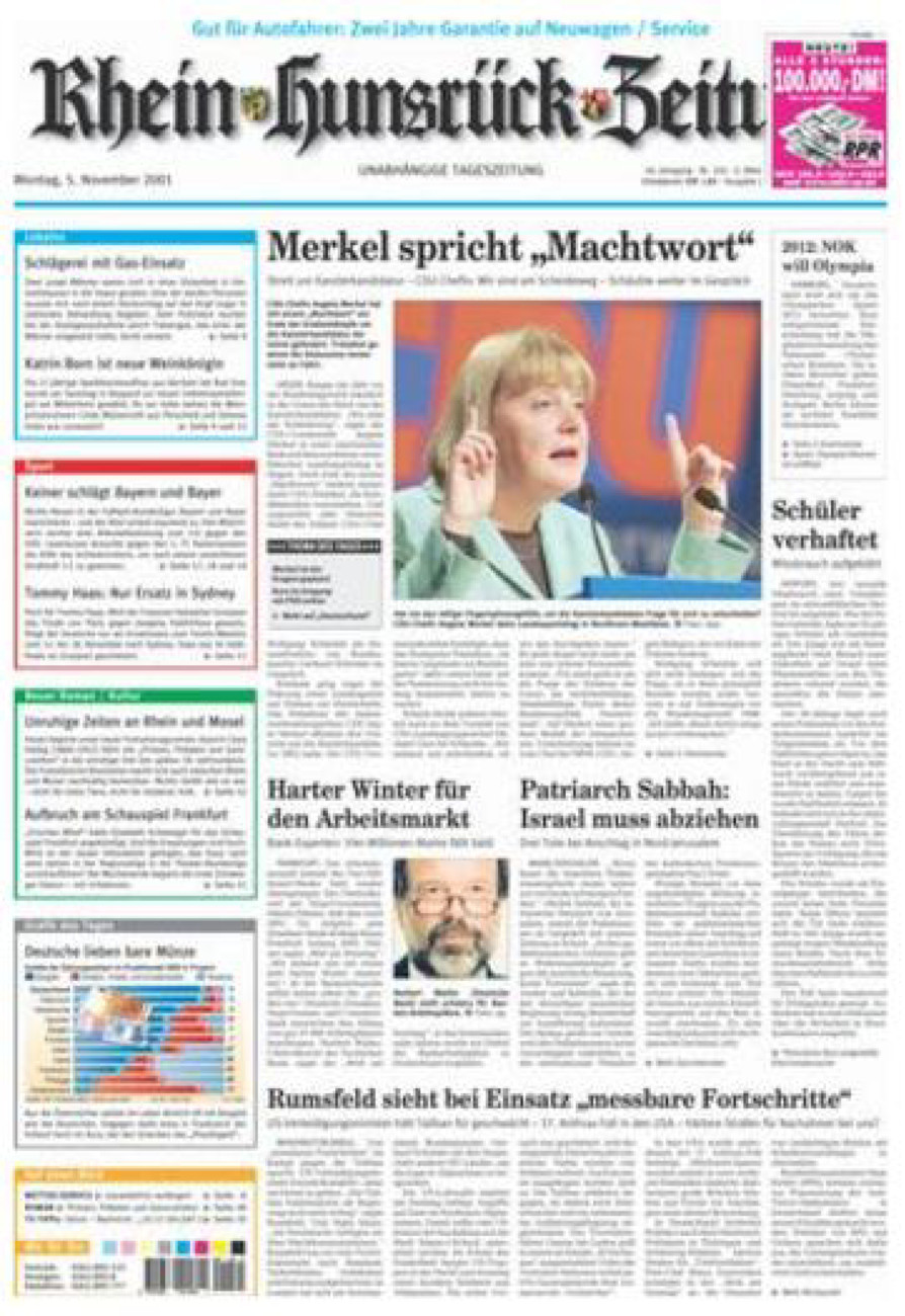 Rhein-Hunsrück-Zeitung vom Montag, 05.11.2001