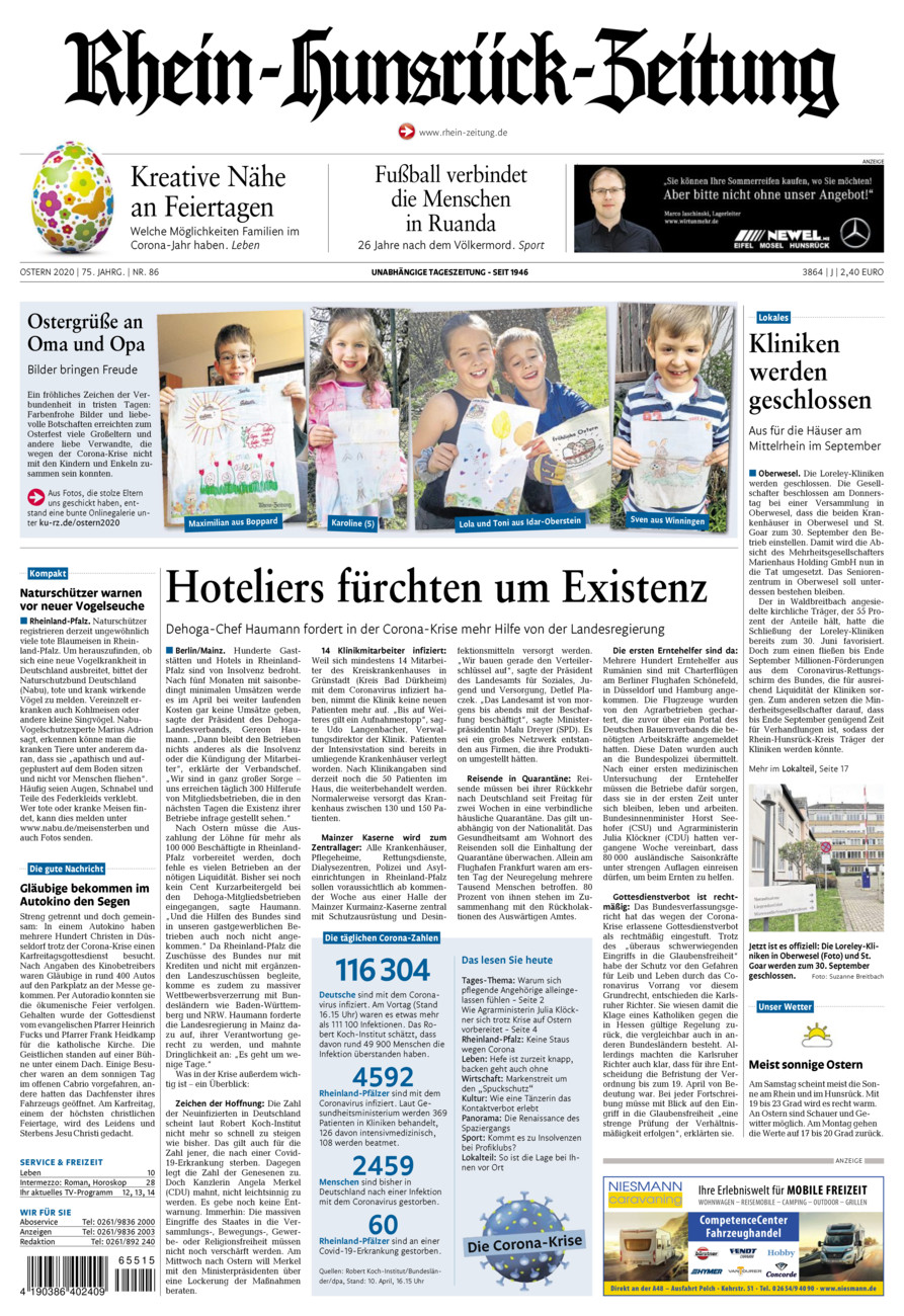 Rhein-Hunsrück-Zeitung vom Samstag, 11.04.2020