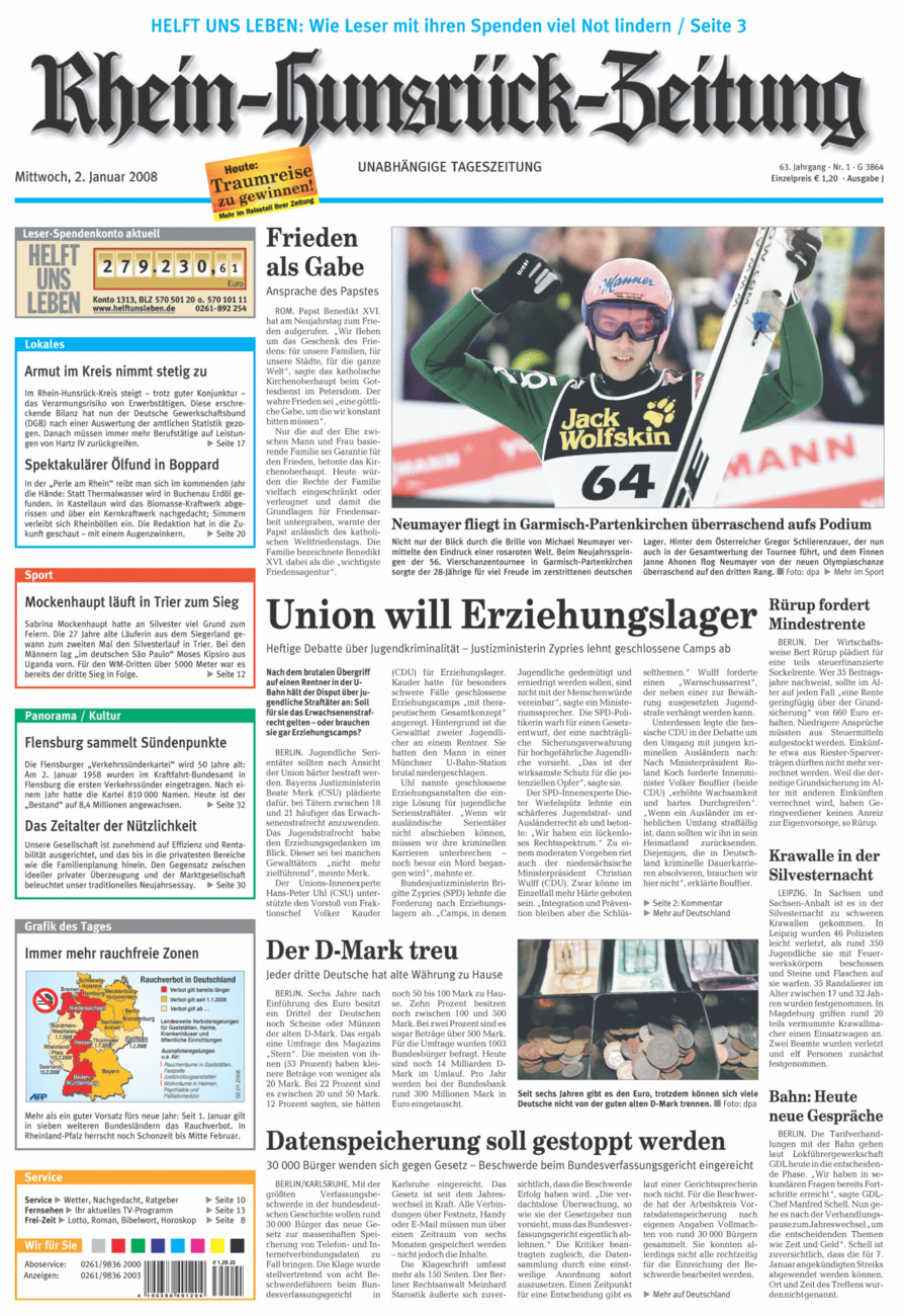 Rhein-Hunsrück-Zeitung vom Mittwoch, 02.01.2008