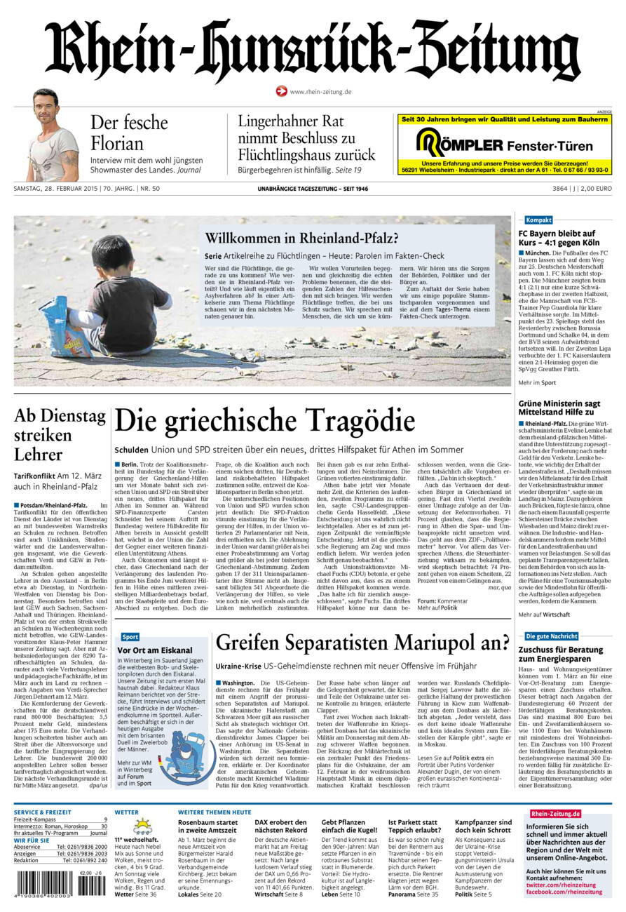 Rhein-Hunsrück-Zeitung vom Samstag, 28.02.2015