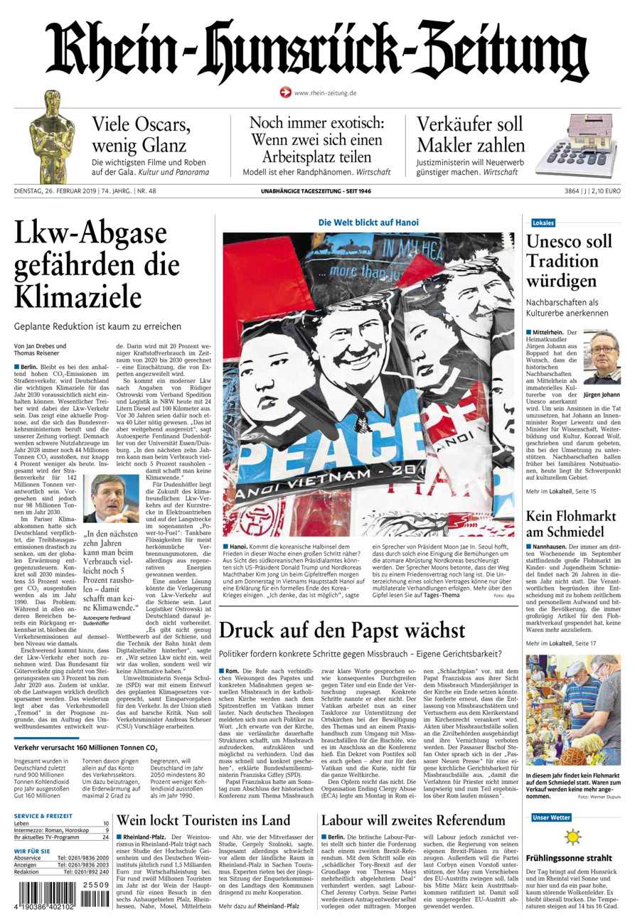 Rhein-Hunsrück-Zeitung vom Dienstag, 26.02.2019