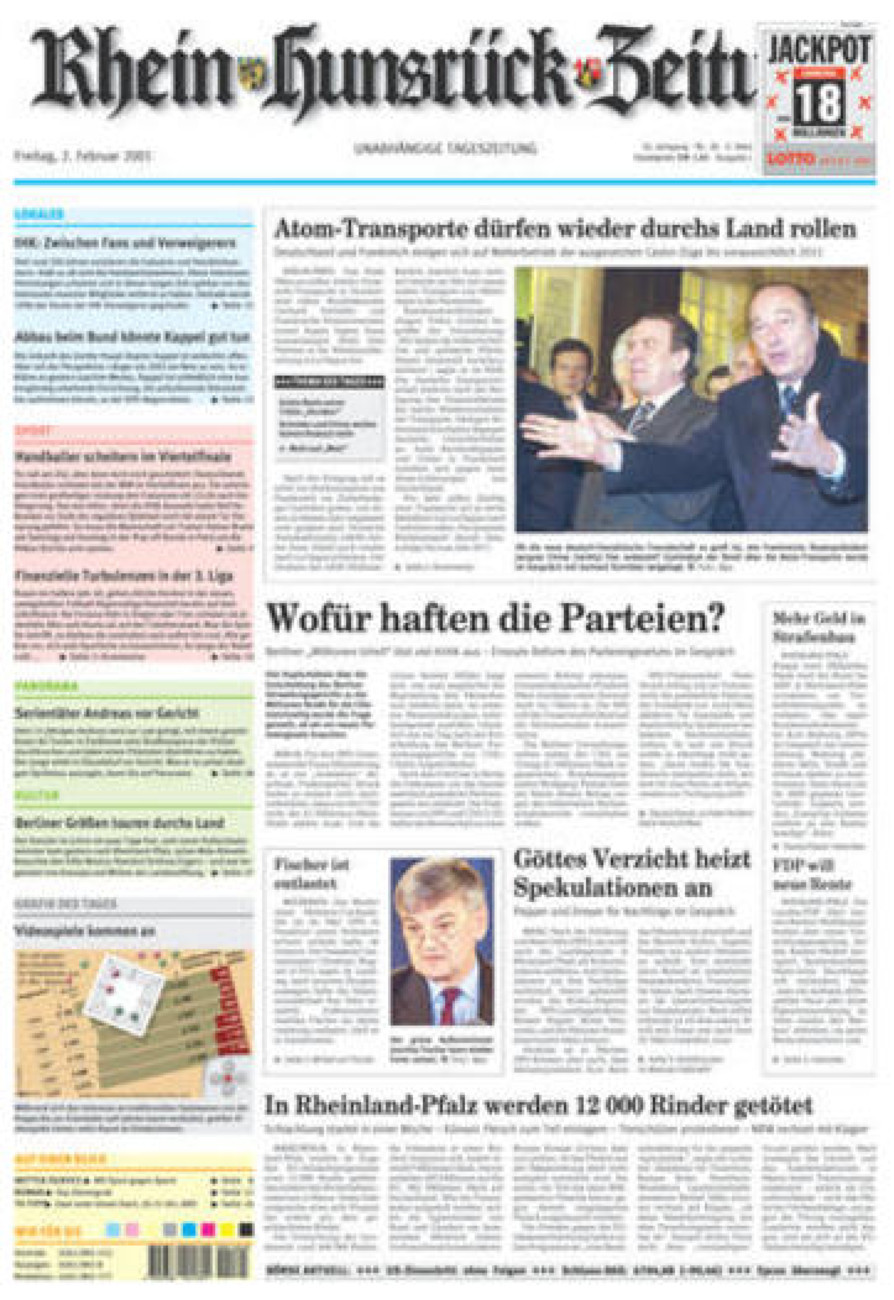 Rhein-Hunsrück-Zeitung vom Freitag, 02.02.2001