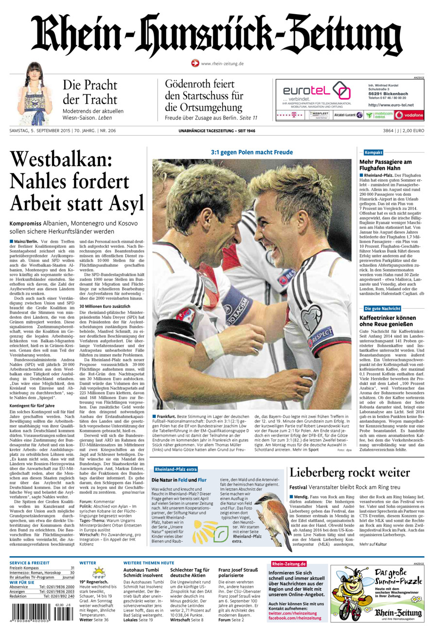 Rhein-Hunsrück-Zeitung vom Samstag, 05.09.2015