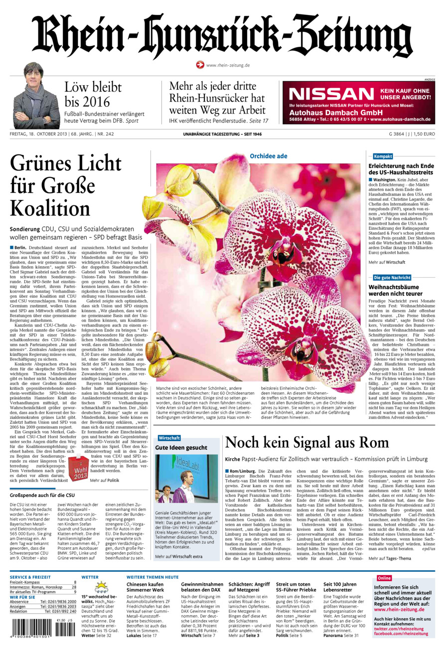 Rhein-Hunsrück-Zeitung vom Freitag, 18.10.2013