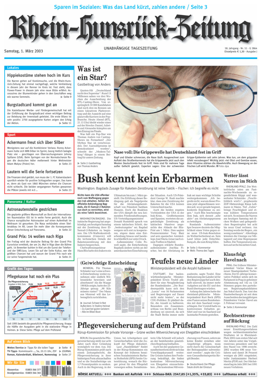 Rhein-Hunsrück-Zeitung vom Samstag, 01.03.2003