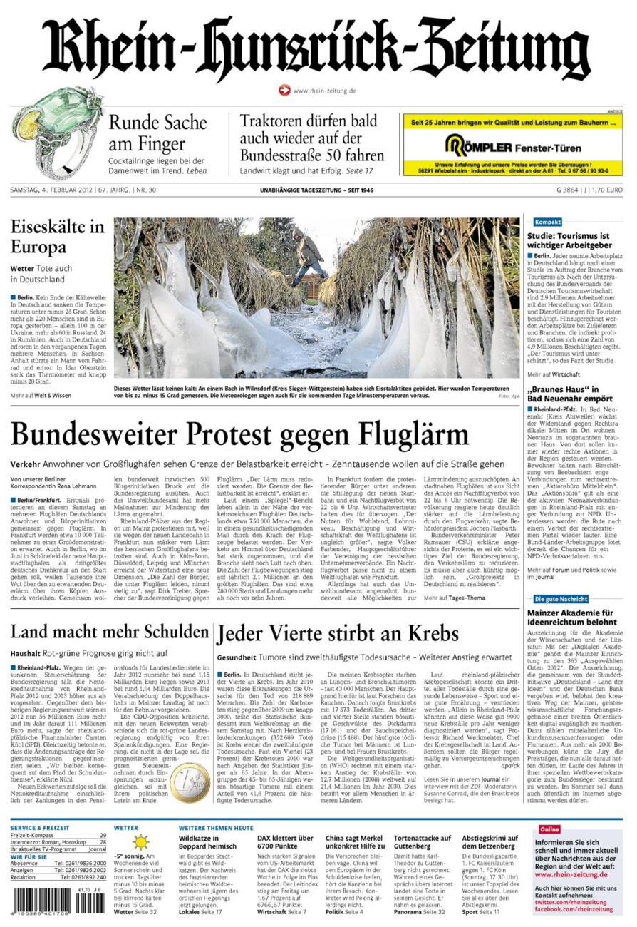 Rhein-Hunsrück-Zeitung vom Samstag, 04.02.2012