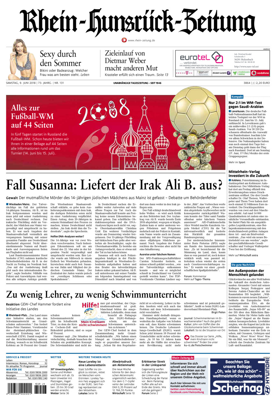 Rhein-Hunsrück-Zeitung vom Samstag, 09.06.2018