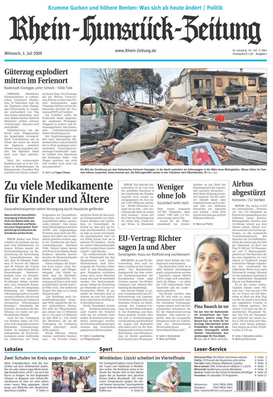 Rhein-Hunsrück-Zeitung vom Mittwoch, 01.07.2009