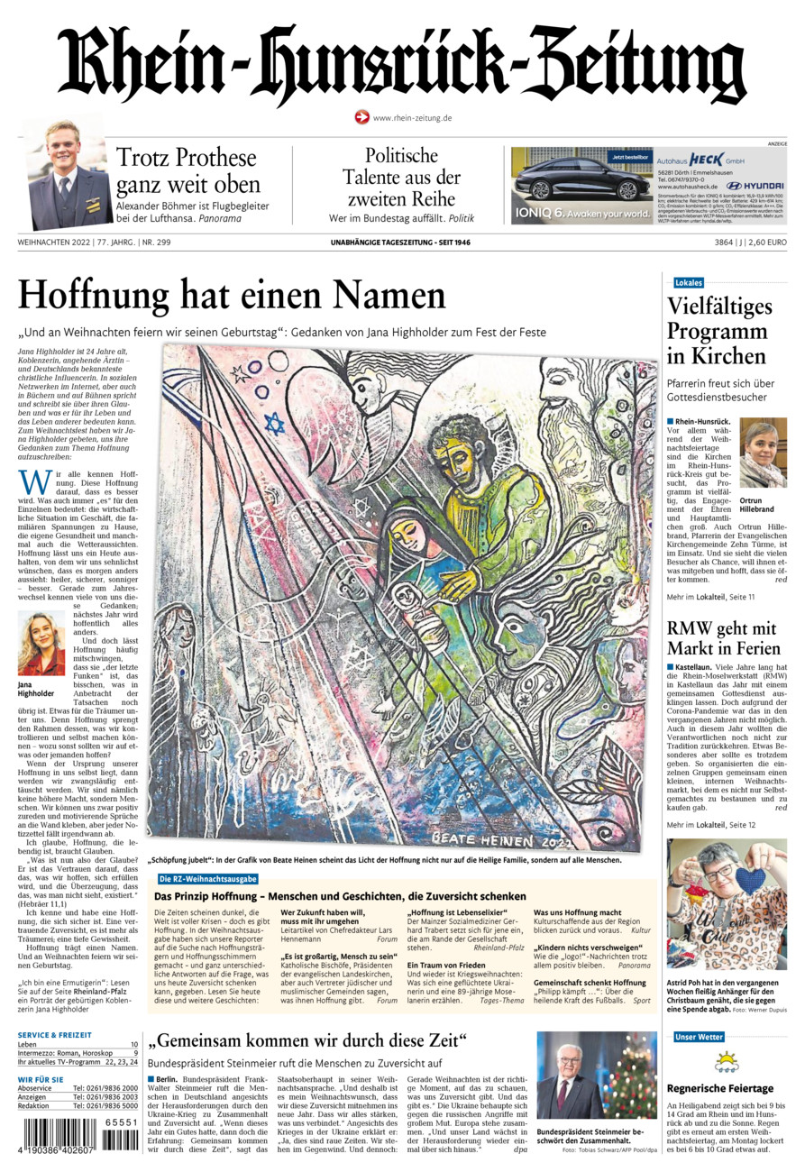 Rhein-Hunsrück-Zeitung vom Samstag, 24.12.2022