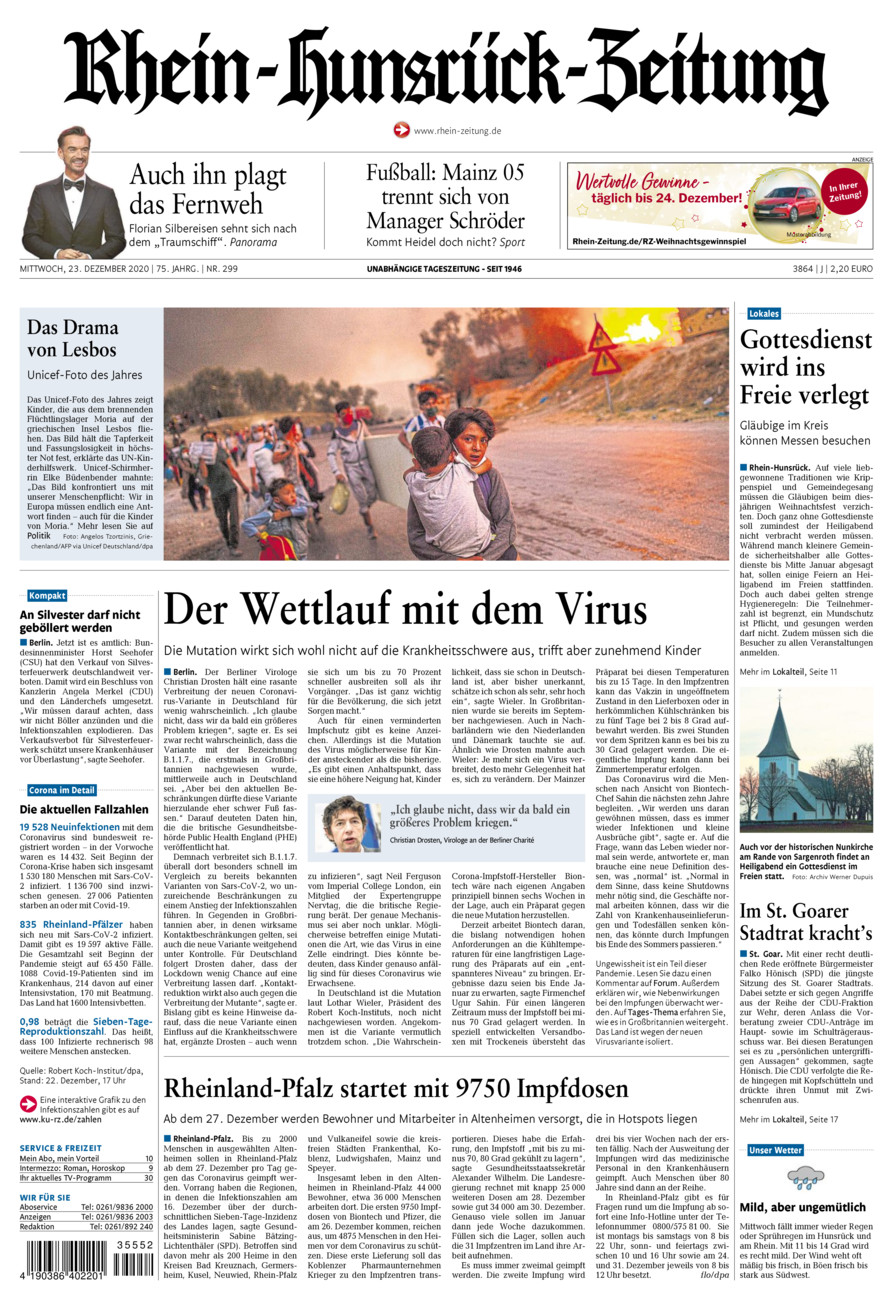 Rhein-Hunsrück-Zeitung vom Mittwoch, 23.12.2020